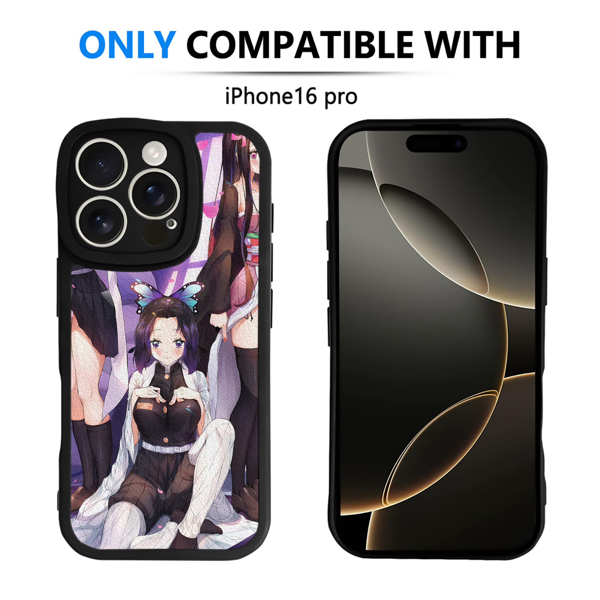 （画像用） 鬼滅の刃（きめつのやいば）竈門 禰󠄀豆子／かまど ねずこ Kamado Nezuko 【iPhone 16シリーズ対応】シリコンスマホケース（レザー調） 材質：シリコン